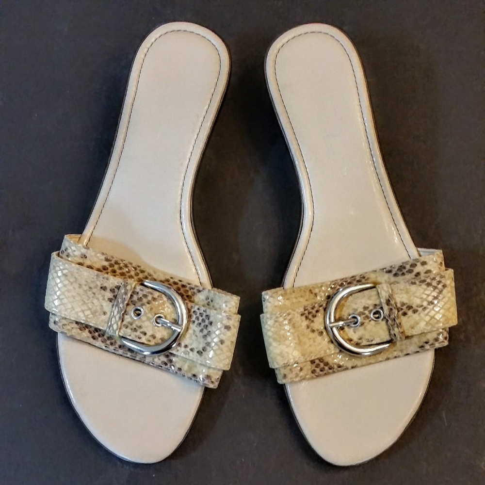 Connie Snakeskin Buckle Slide Shoes 8 Italy